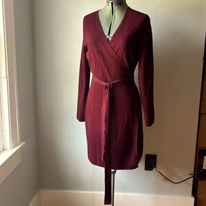 Diane Von Furstenberg Bordeaux Wine Knit Wrap Dress Large Fits 10-12